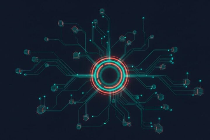 Abstract illustration of AI agents connected to every worker across an enterprise network