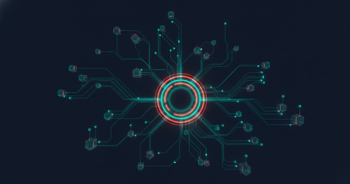 Abstract illustration of AI agents connected to every worker across an enterprise network